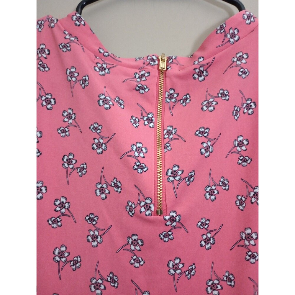 Liz Claiborne Pink Floral Blouse Cap Sleeve Zip Back Size XXL - Picture 5 of 7